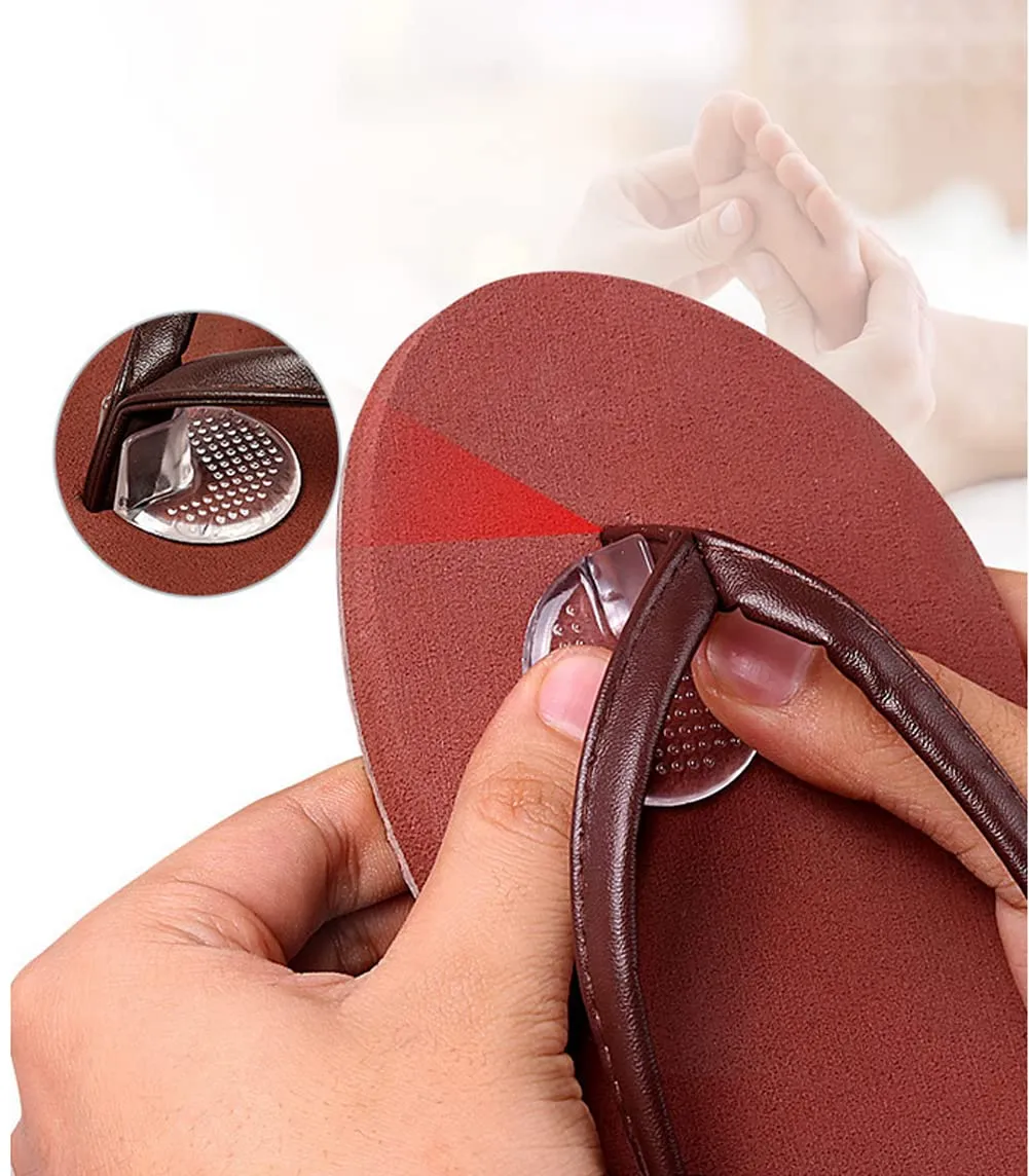 10Pcs Flip Flop Pads Metatarsal PU Pads for Thong Sandals Clear Silicone Forefoot Cushions Self Adhesive Soft Gel Shoe Inserts Pain Relief Anti-rubbing