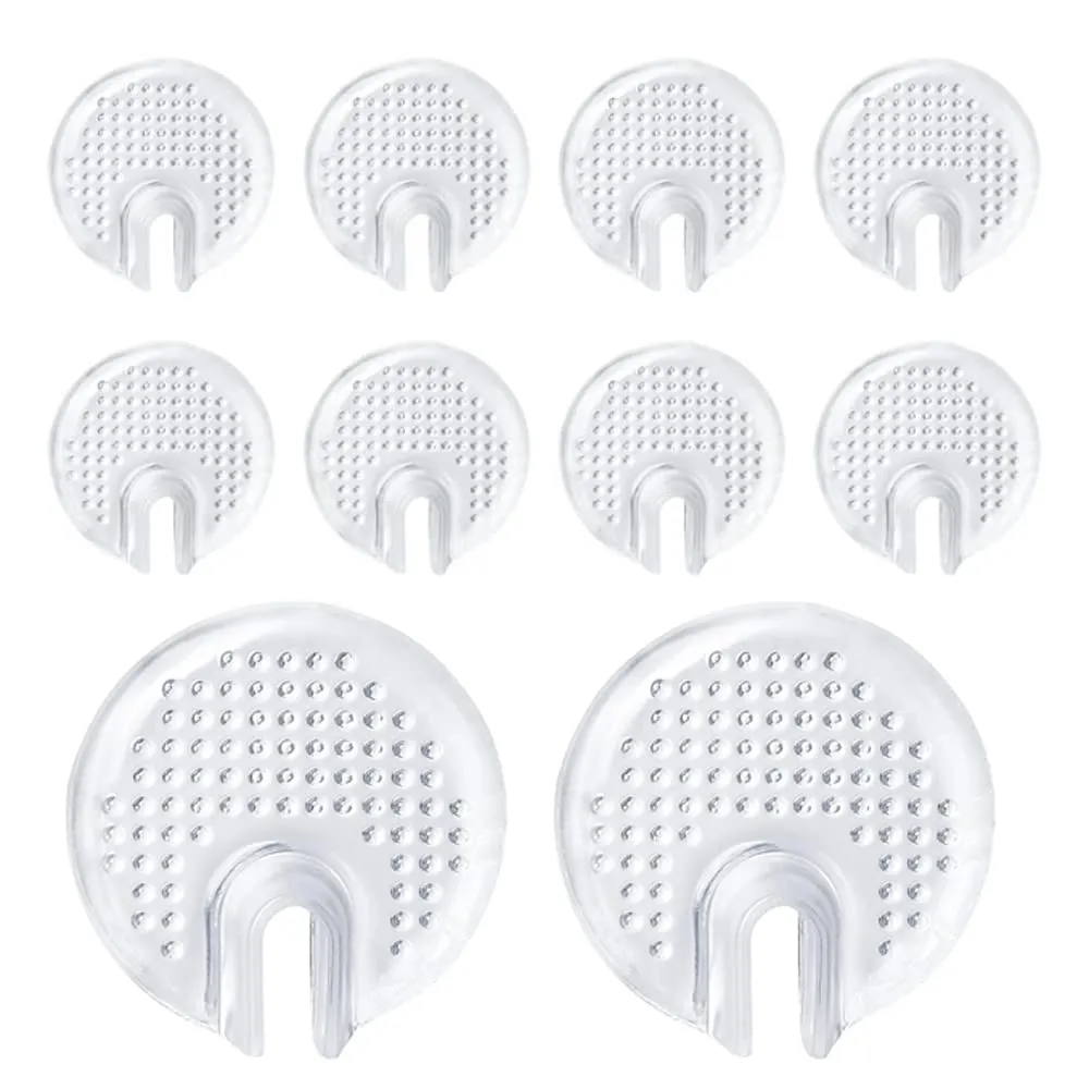 10Pcs Flip Flop Pads Metatarsal PU Pads for Thong Sandals Clear Silicone Forefoot Cushions Self Adhesive Soft Gel Shoe Inserts Pain Relief Anti-rubbing
