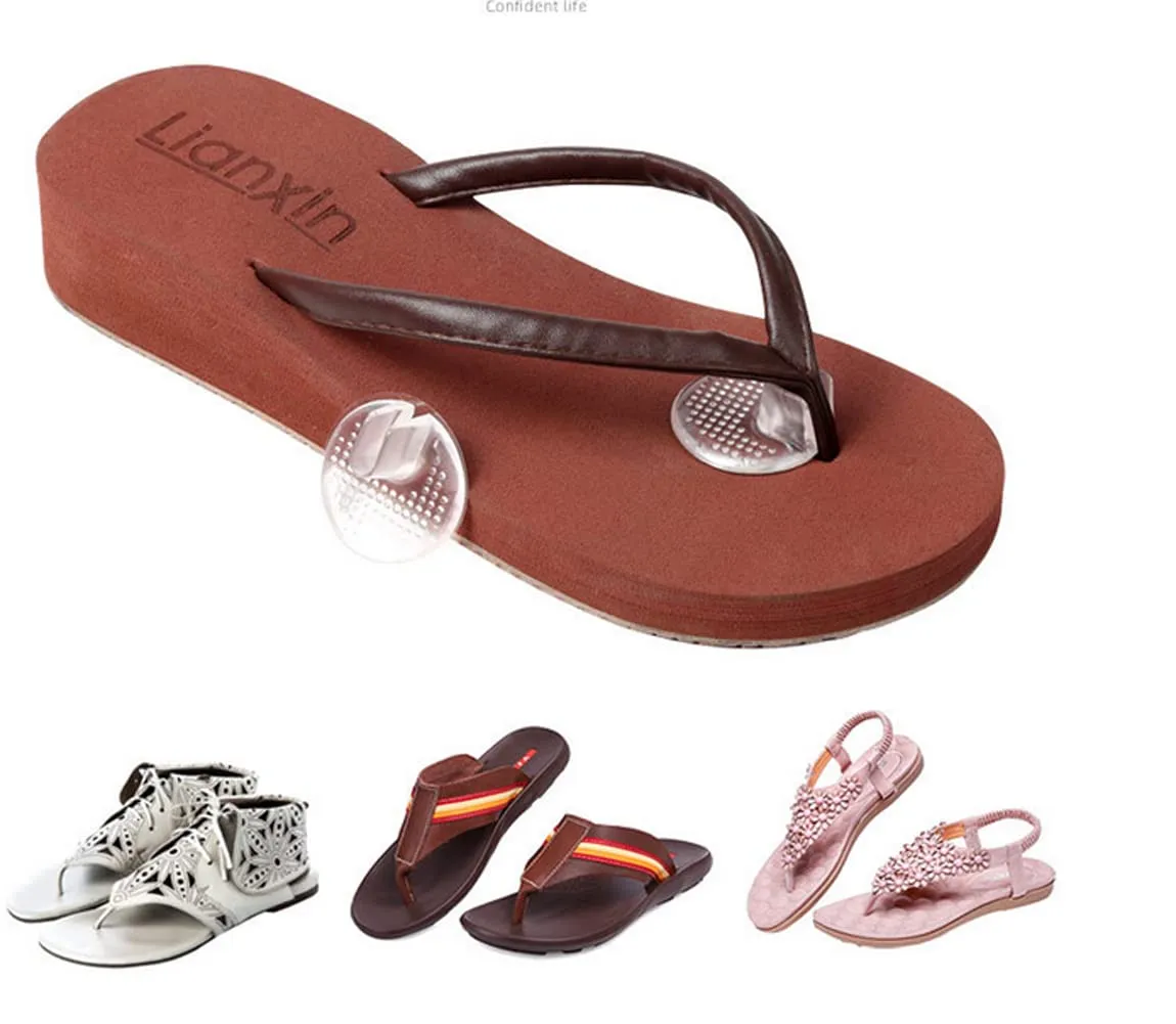 10Pcs Flip Flop Pads Metatarsal PU Pads for Thong Sandals Clear Silicone Forefoot Cushions Self Adhesive Soft Gel Shoe Inserts Pain Relief Anti-rubbing