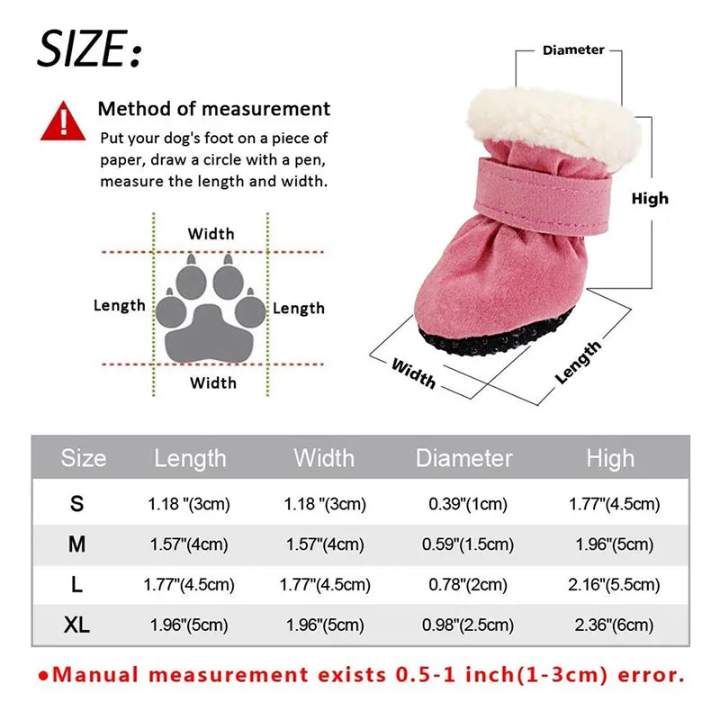 4-Pack Waterproof Fleece Pet Snow Boots