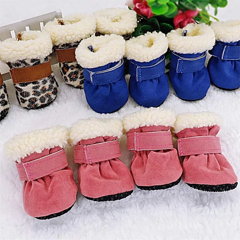 4-Pack Waterproof Fleece Pet Snow Boots