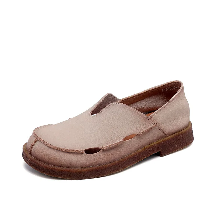 Babakud Retro Soft Comfy Minimalist Low Heel Leather Slip-Ons