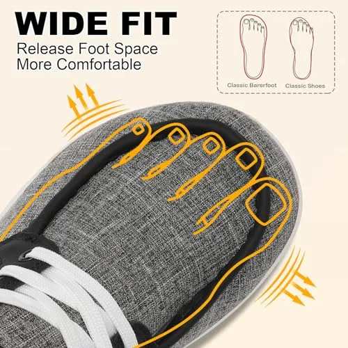 BARERUN Slip on Barefoot Shoes Women Lightweight Comfortable Drop Wide Diabetic Orthopedic Shoes for Women Running Athletic Tennis Walking Sneakers White Women Size 10 Wide Toe Box