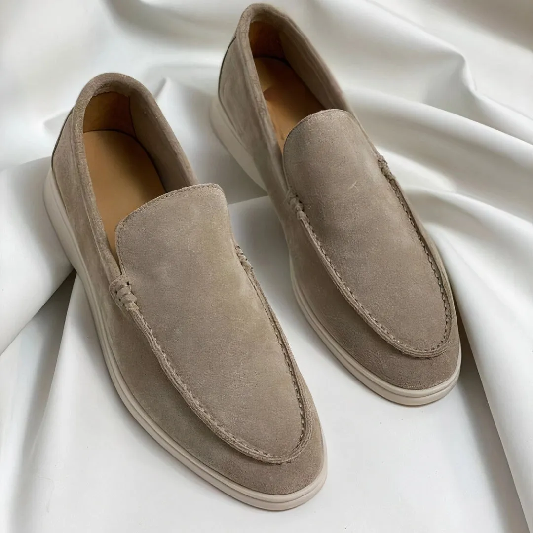 Black Suede Men's Dress Loafers - Premium Designer Slip-Ons