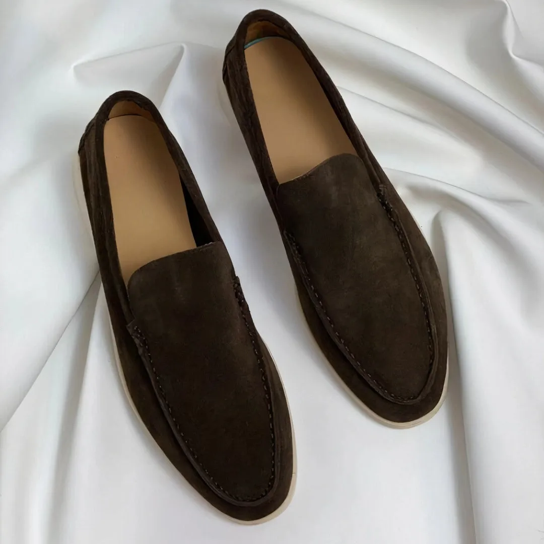 Black Suede Men's Dress Loafers - Premium Designer Slip-Ons