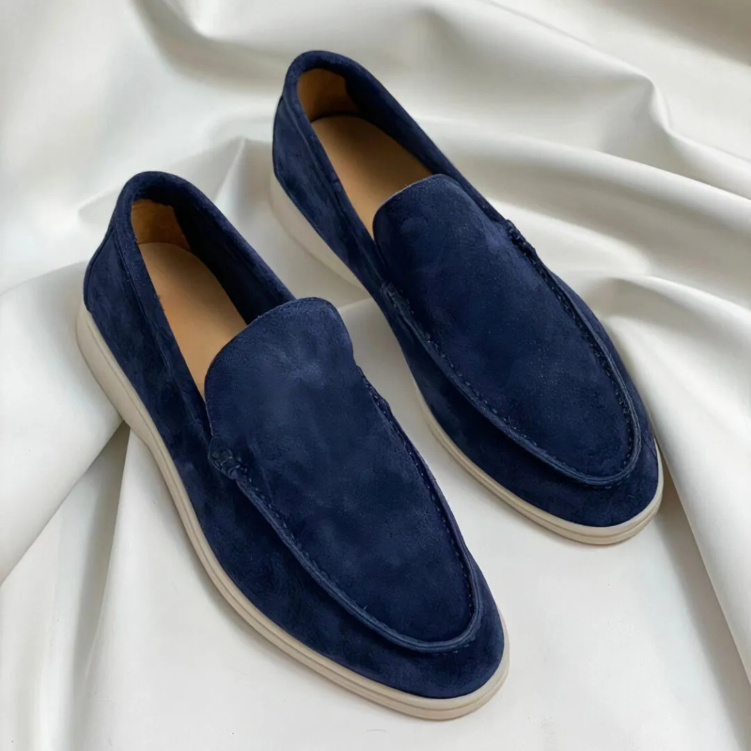 Black Suede Men's Dress Loafers - Premium Designer Slip-Ons