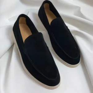Black Suede Men's Dress Loafers - Premium Designer Slip-Ons