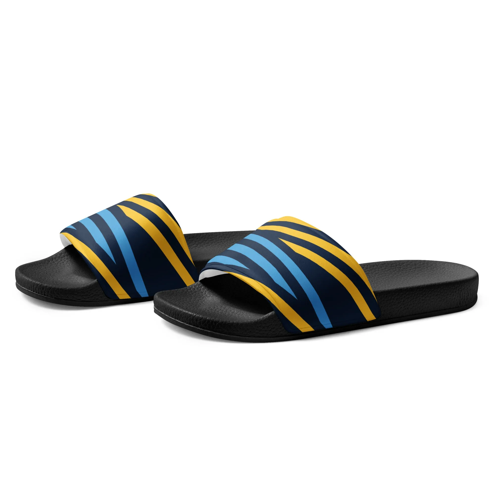Blue and Yellow Stripes Women's slides