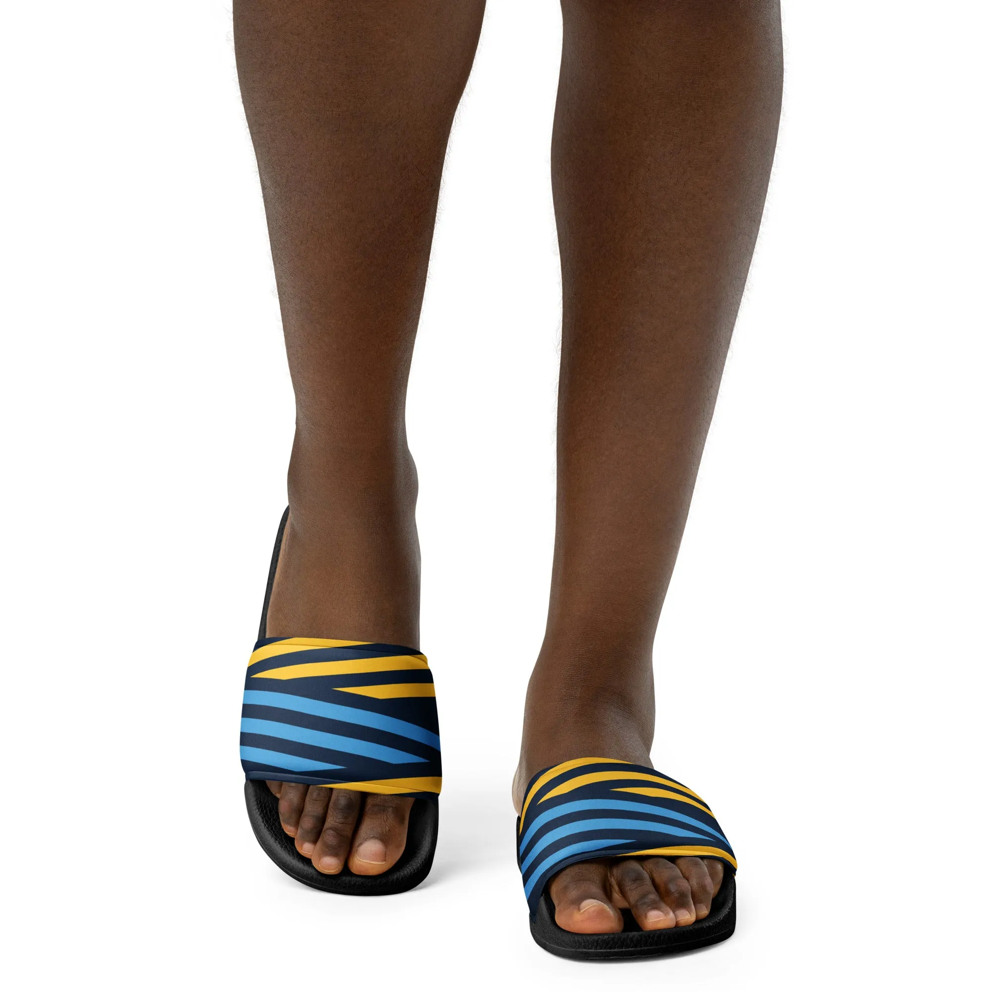 Blue and Yellow Stripes Women's slides