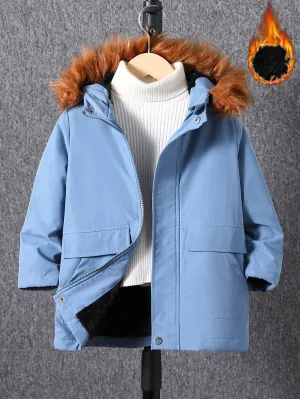 Boys' Blue Hooded Jacket - Warm, Windproof & Comfortable | Ages 4-7