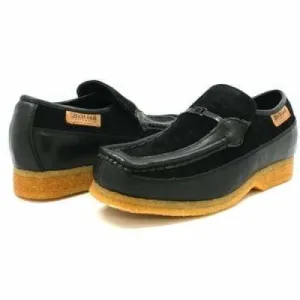 British Walkers Power Men's Black Leather and Suede Old School Slip On