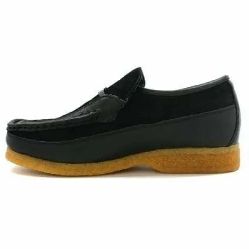 British Walkers Power Men's Black Leather and Suede Old School Slip On