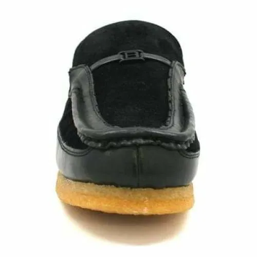 British Walkers Power Men's Black Leather and Suede Old School Slip On