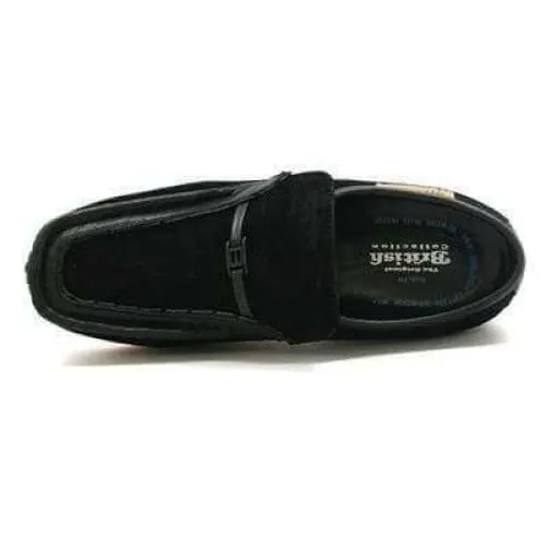 British Walkers Power Men's Black Leather and Suede Old School Slip On