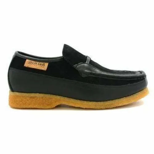British Walkers Power Men's Black Leather and Suede Old School Slip On