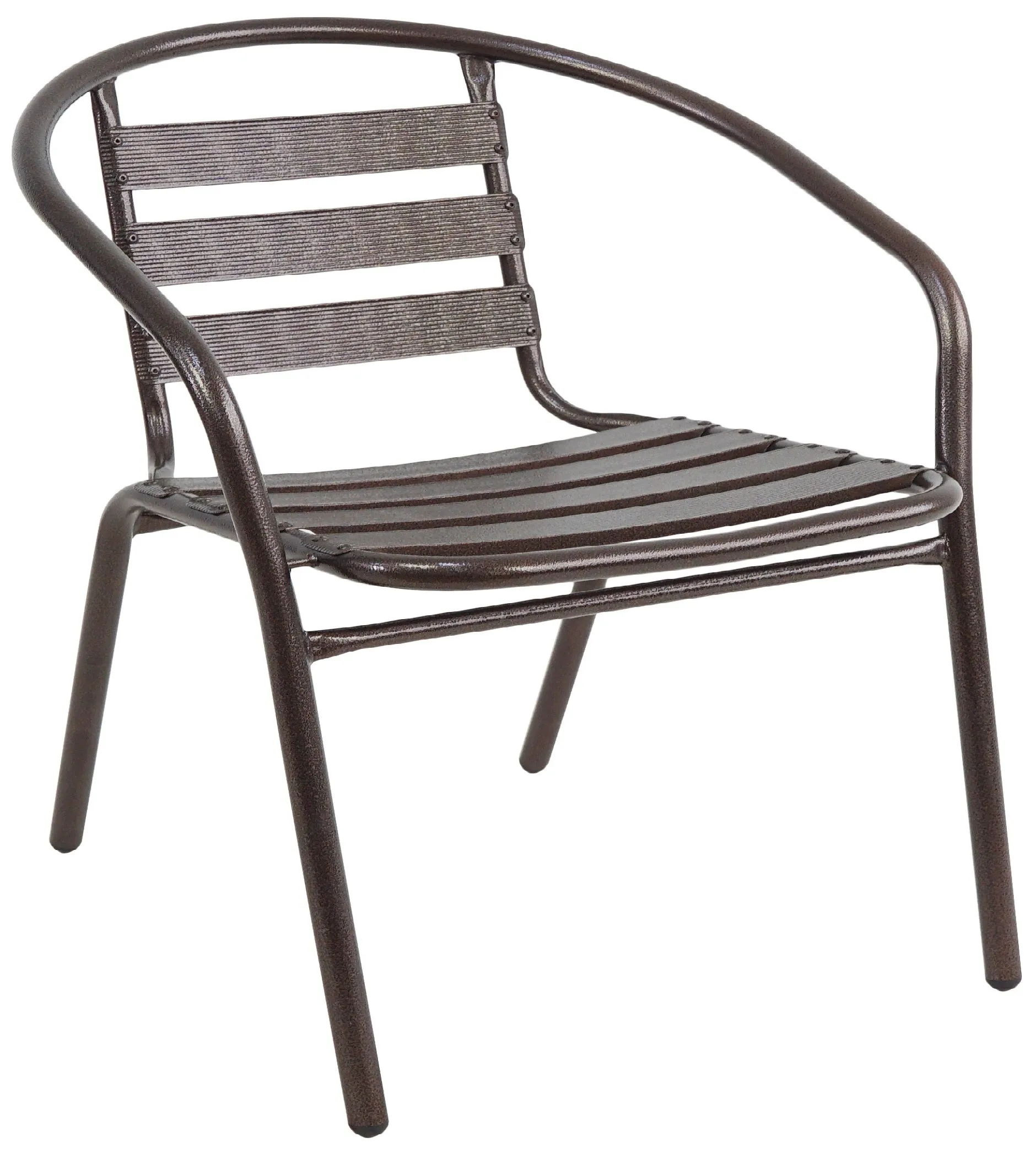 BTExpert Indoor Outdoor Set of 4 Bronze Restaurant Metal Aluminum Slat Stack Chairs Lightweight