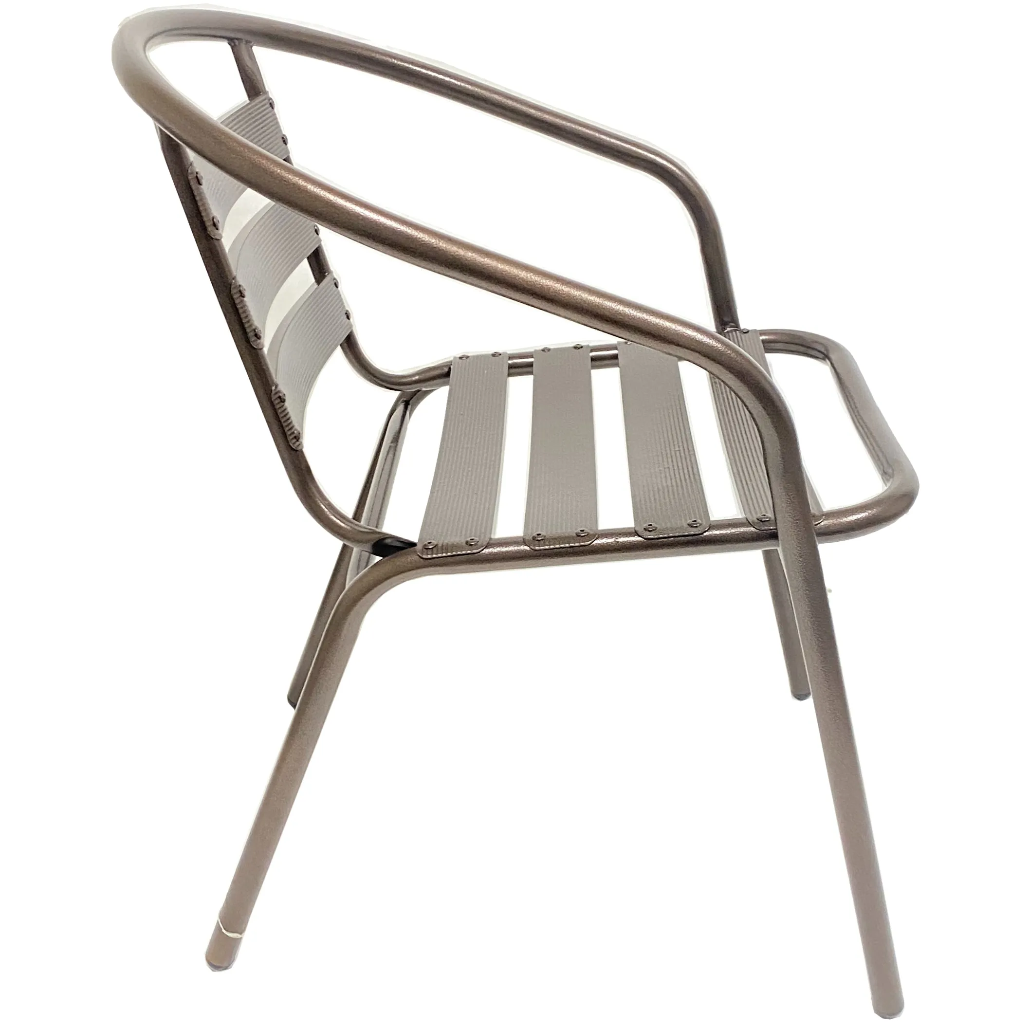 BTExpert Indoor Outdoor Set of 4 Bronze Restaurant Metal Aluminum Slat Stack Chairs Lightweight
