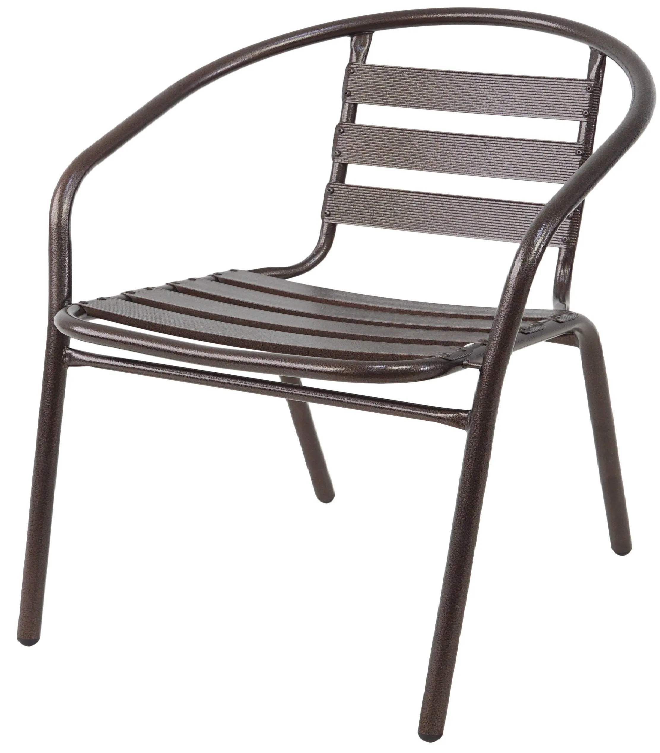 BTExpert Indoor Outdoor Set of 4 Bronze Restaurant Metal Aluminum Slat Stack Chairs Lightweight