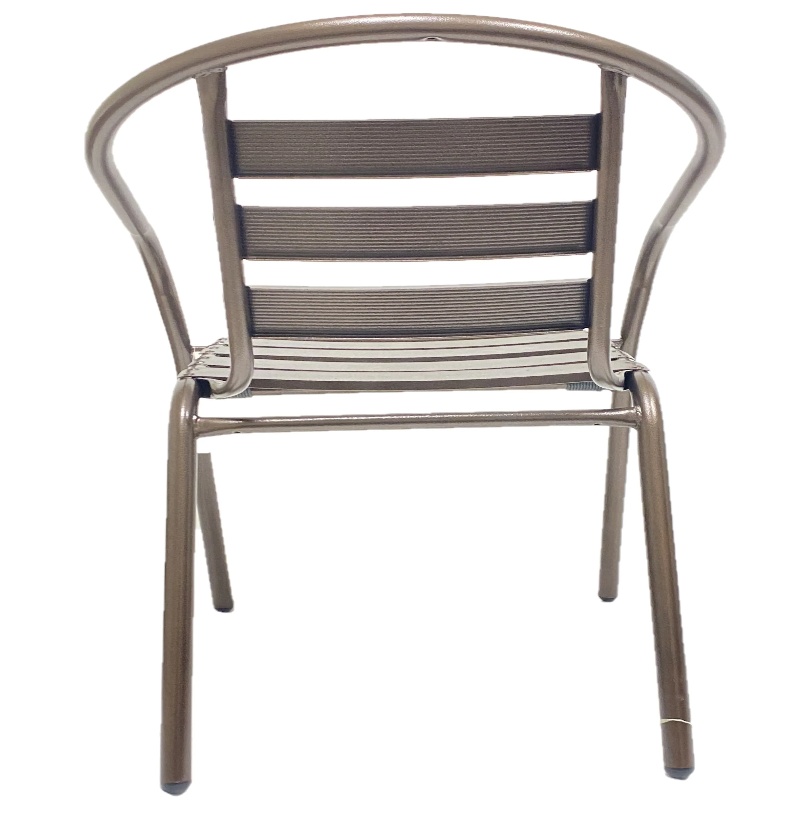 BTExpert Indoor Outdoor Set of 4 Bronze Restaurant Metal Aluminum Slat Stack Chairs Lightweight