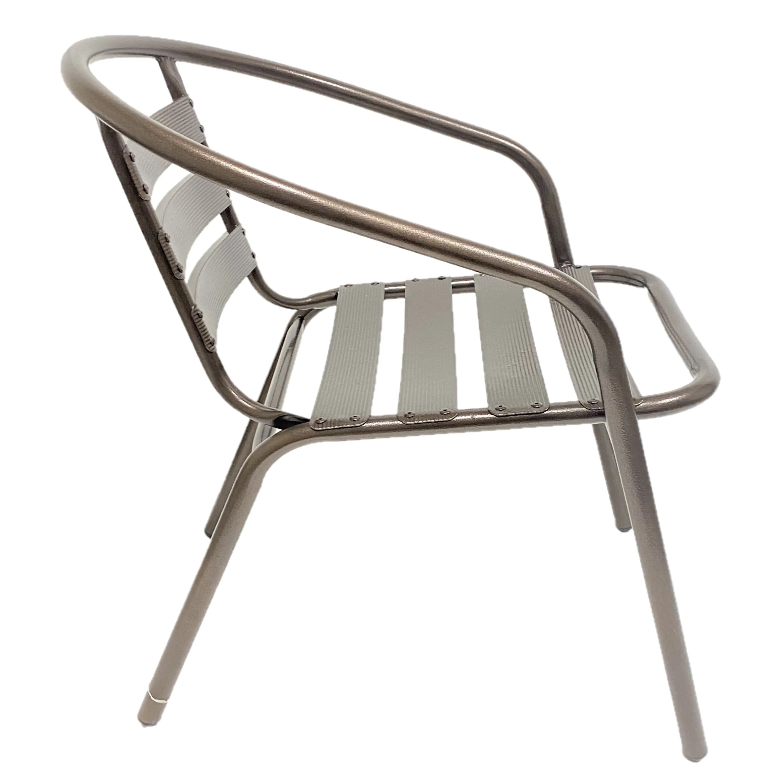 BTExpert Indoor Outdoor Set of 4 Bronze Restaurant Metal Aluminum Slat Stack Chairs Lightweight