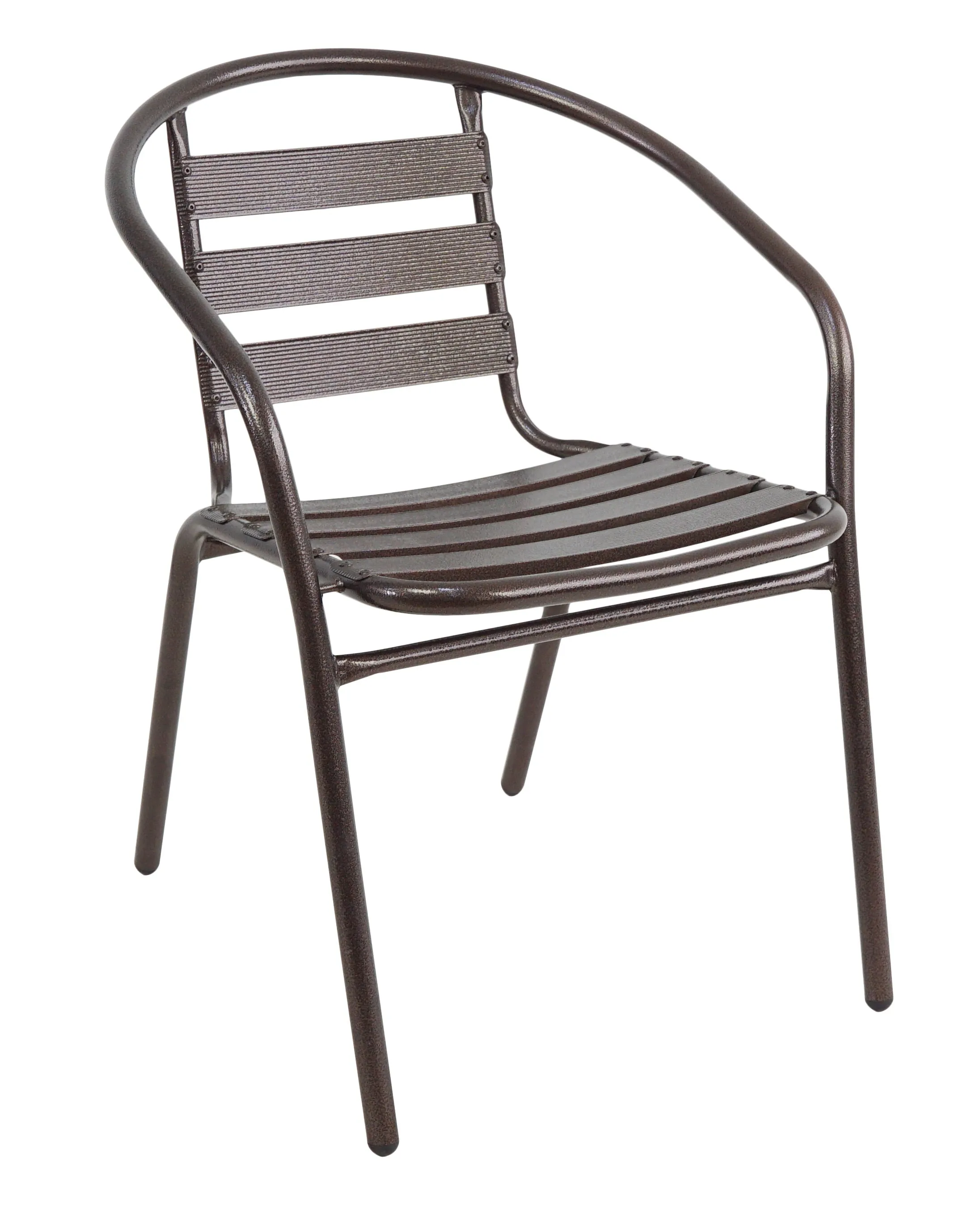 BTExpert Indoor Outdoor Set of 4 Bronze Restaurant Metal Aluminum Slat Stack Chairs Lightweight