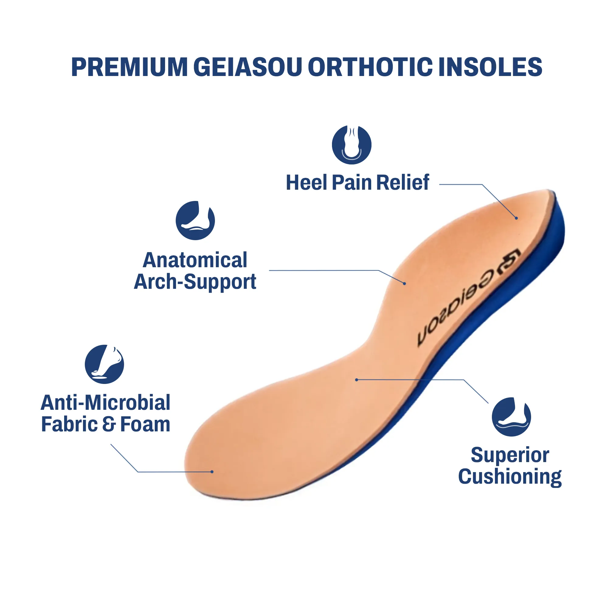 Cuzcare Orthopedic Men Shoes Breathable Arch Support Elastic Non-Slip Sole