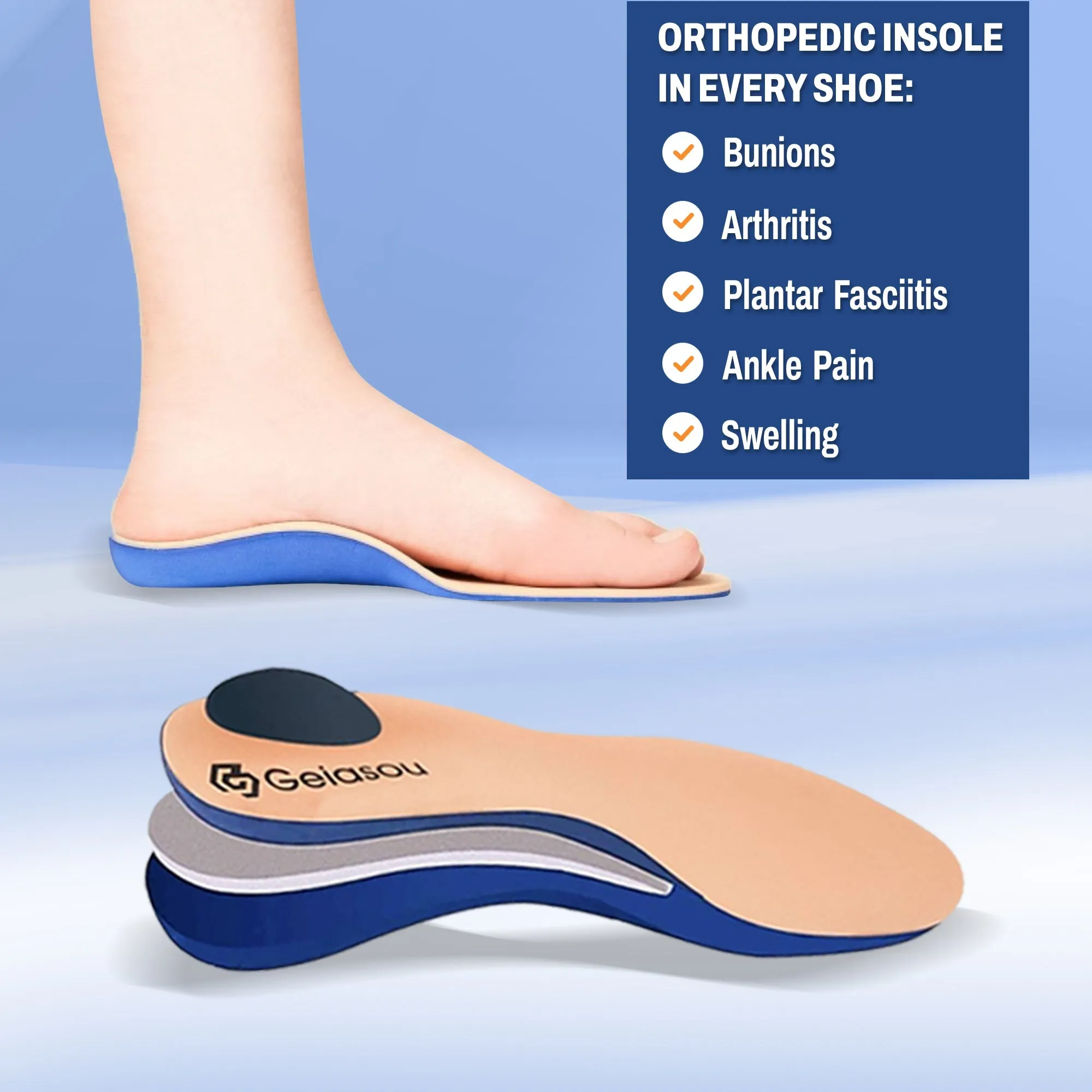Cuzcare Orthopedic Men Shoes Breathable Arch Support Elastic Non-Slip Sole