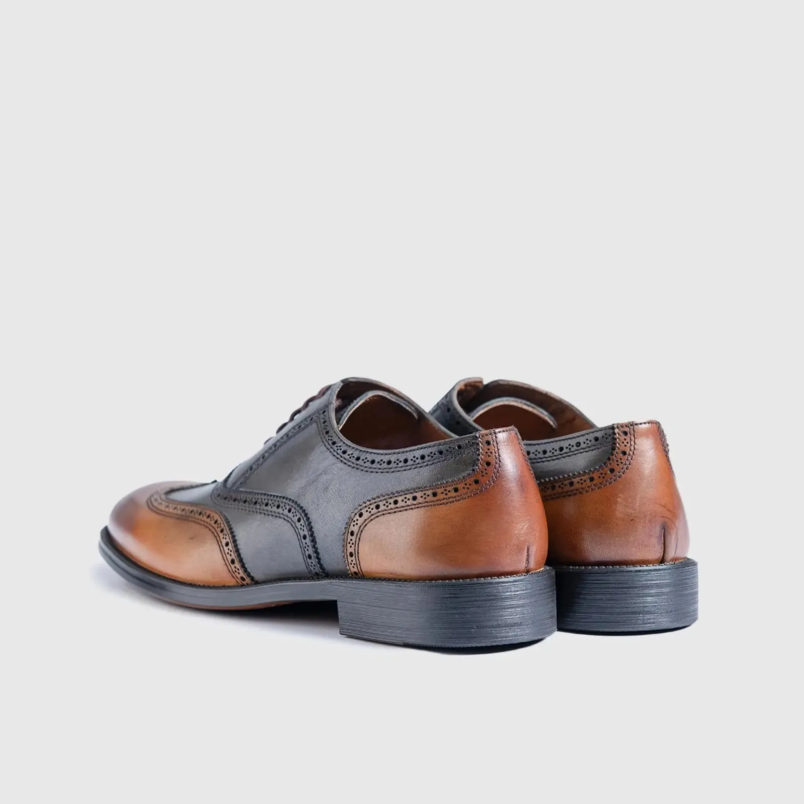 Dress Oxfords Wingtips 123-40 Tan/Grey