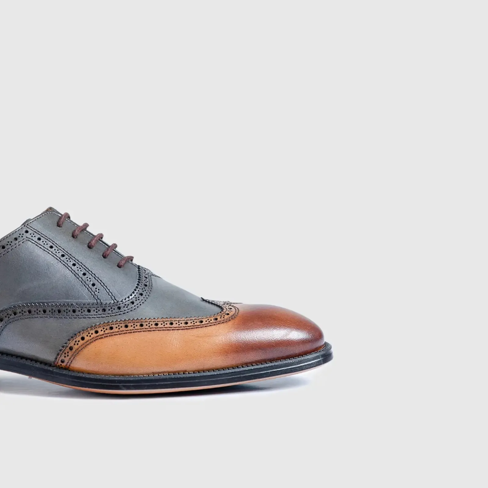 Dress Oxfords Wingtips 123-40 Tan/Grey