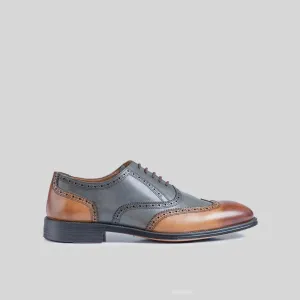 Dress Oxfords Wingtips 123-40 Tan/Grey