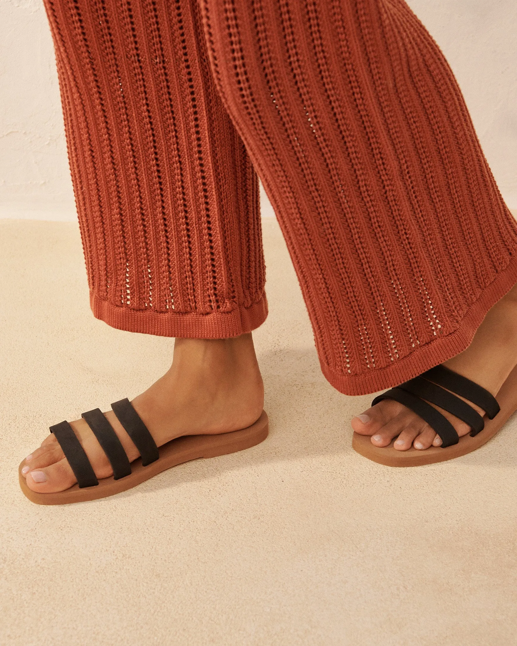 Eva Three Bands|Swim Sandals - O04ED - Honolulu Black Cuero