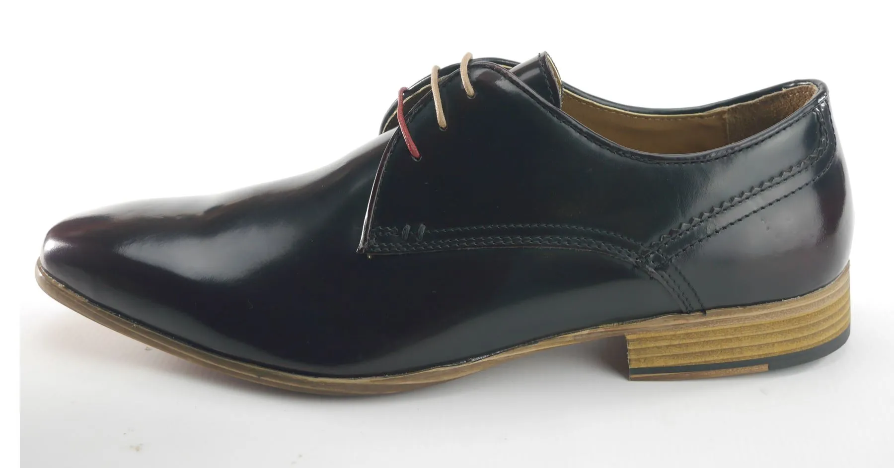 Frank James Shoreditch Mens Leather Hi Shine Lace Up Gibson Formal Shoes