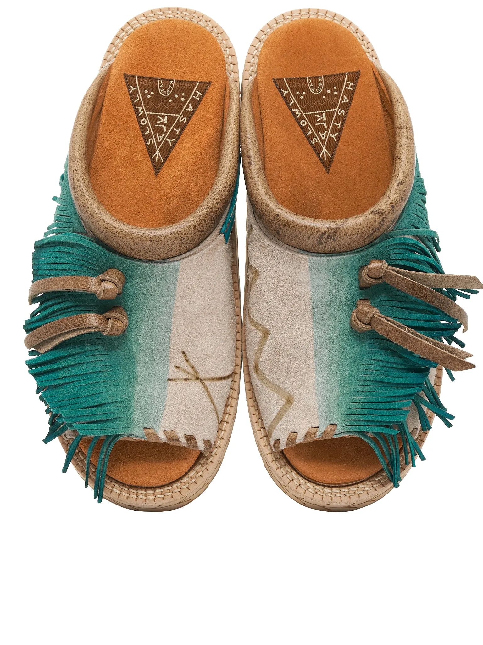 Fringed Leather Slides (K2204XG522-BL-BLUE)