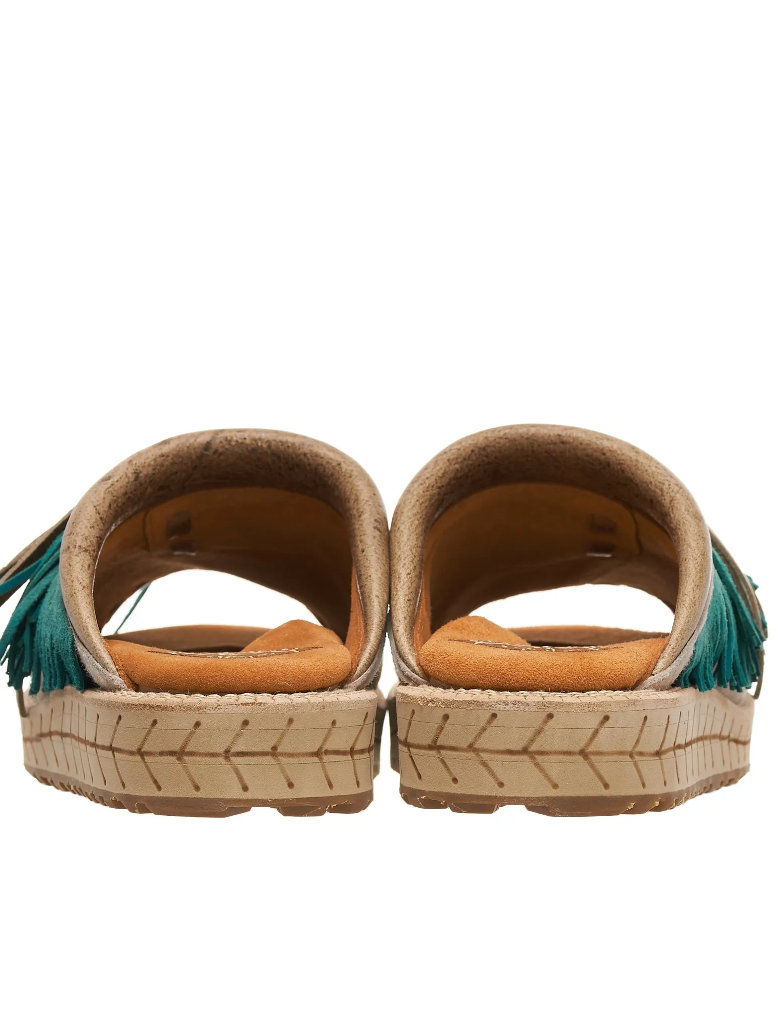 Fringed Leather Slides (K2204XG522-BL-BLUE)