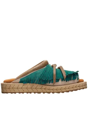 Fringed Leather Slides (K2204XG522-BL-BLUE)
