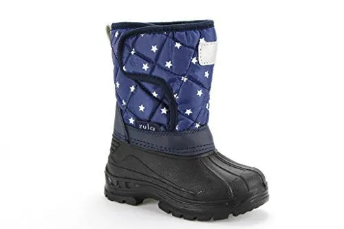 Girls BHD-03I Toddlers Quilted Star Print Fur Lined Winter Snow Boots