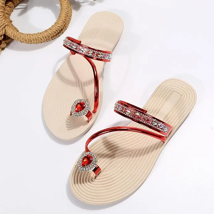 Glitter shiny toe ring sandals beach sadnals