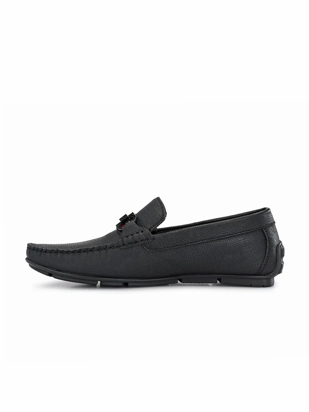 HITZ8305 Men's Black Leather Casual Slip-On Shoes