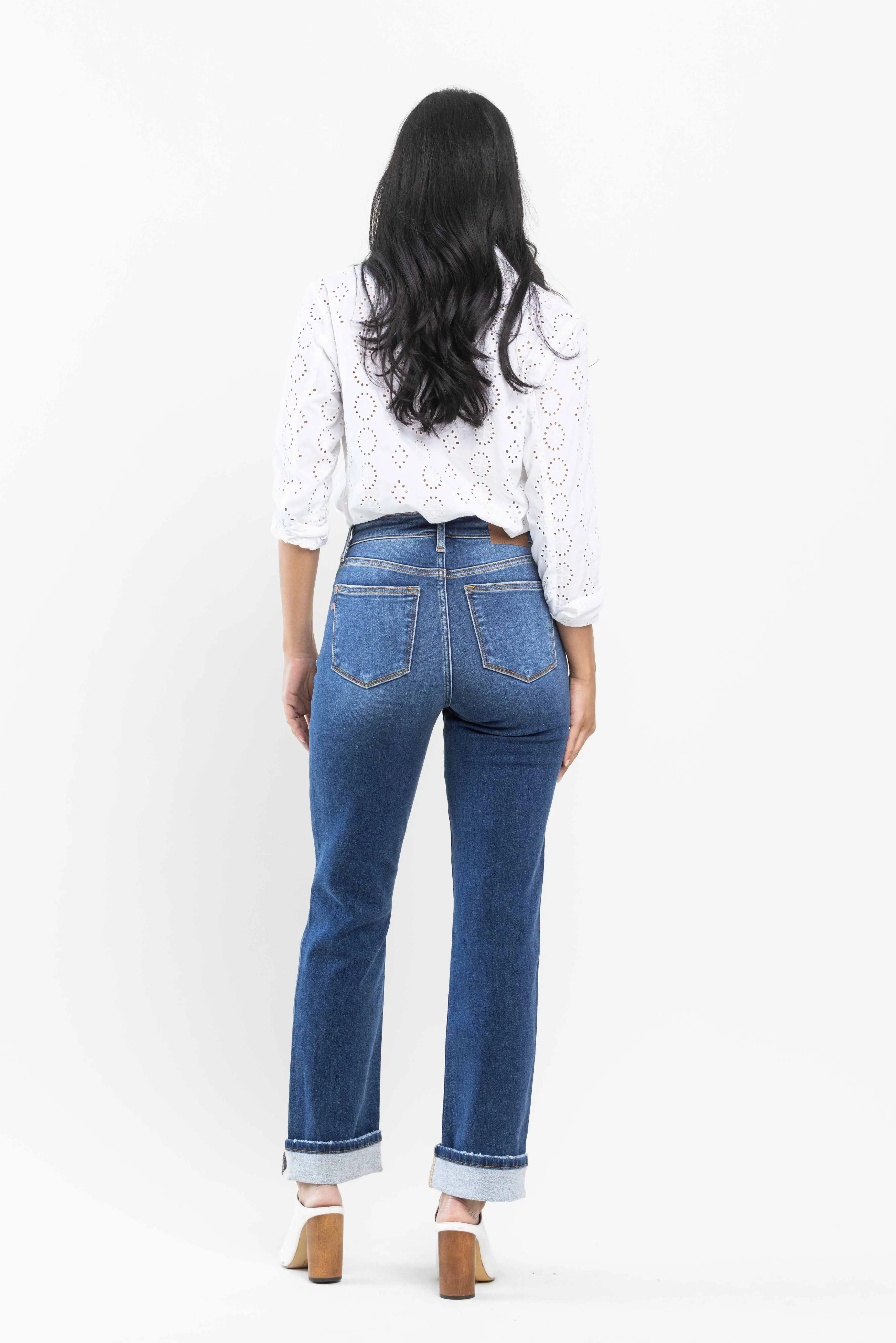 Judy Blue High Waist Contrast Wash Thermal Straight