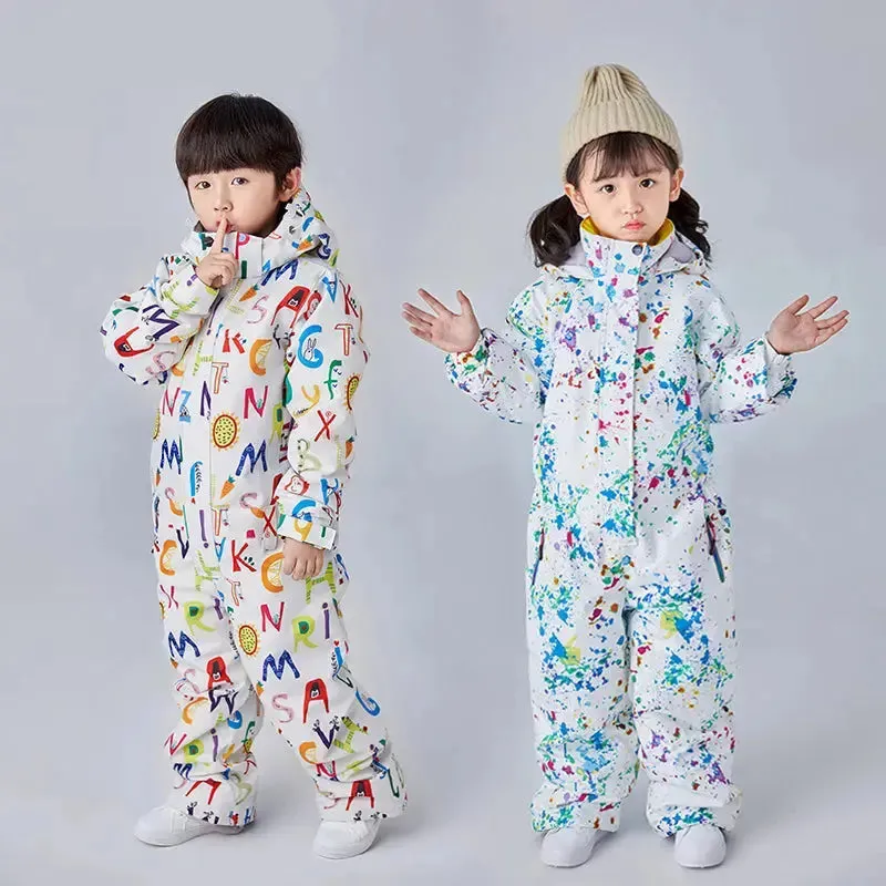 Kids One Piece Ski Suits Winter Snow Suits