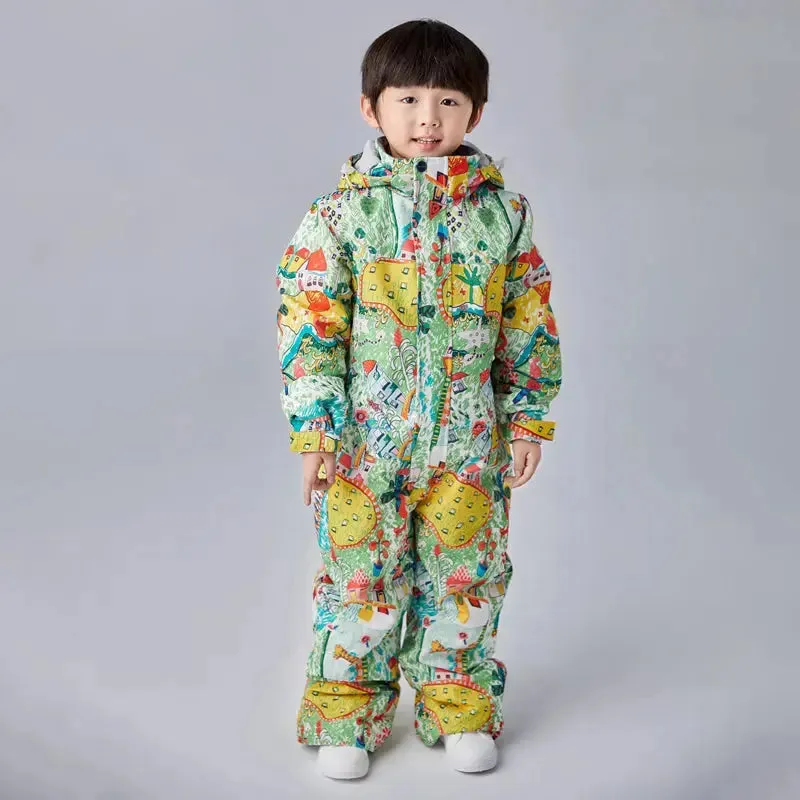 Kids One Piece Ski Suits Winter Snow Suits
