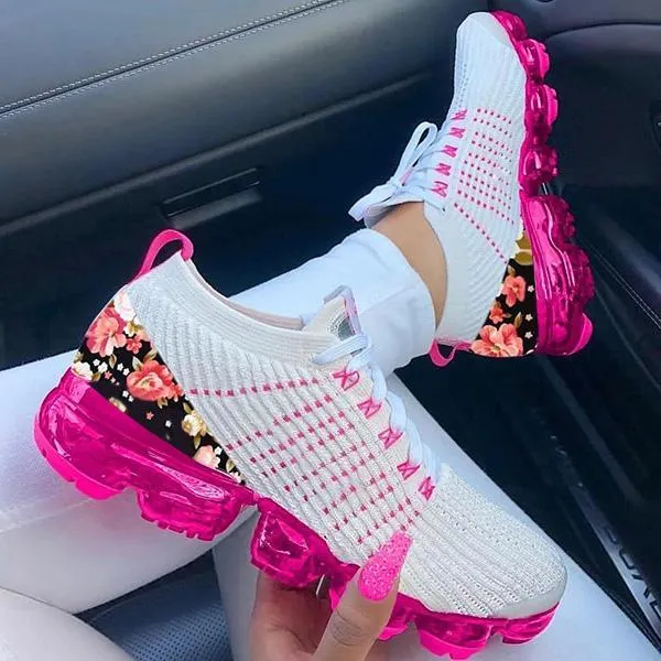 Kimemoda Air Cushion Fashion Sneakers with Floral Print