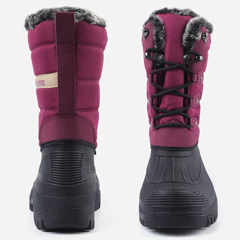 Knixmax Women's Snow Boots Red Waterproof Sole Fur Lined Winter Boots(Upgraded Version)