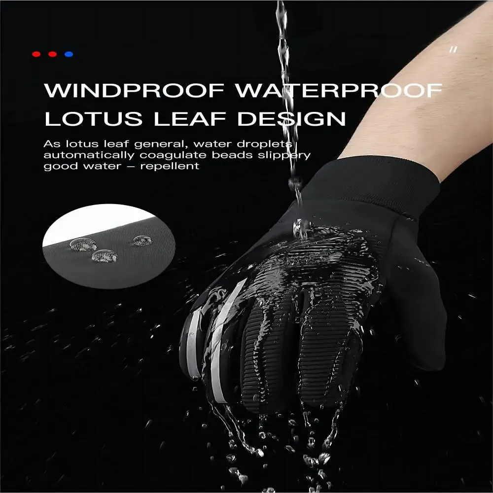 Kyncilor Winter Cycling Gloves Waterproof Leather Bike Gloves for Men Women Windstop Touch screen Bicycle Gloves