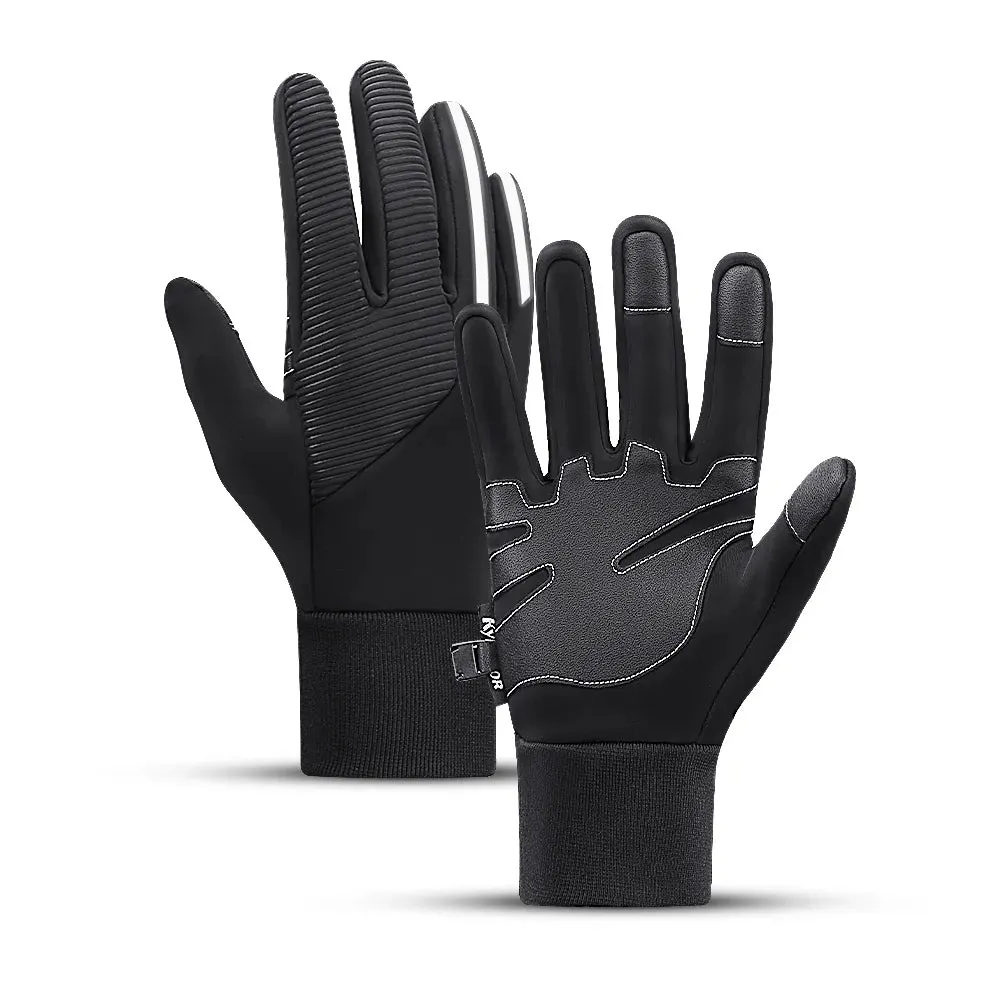 Kyncilor Winter Cycling Gloves Waterproof Leather Bike Gloves for Men Women Windstop Touch screen Bicycle Gloves