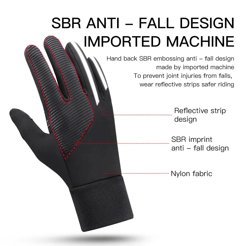 Kyncilor Winter Cycling Gloves Waterproof Leather Bike Gloves for Men Women Windstop Touch screen Bicycle Gloves