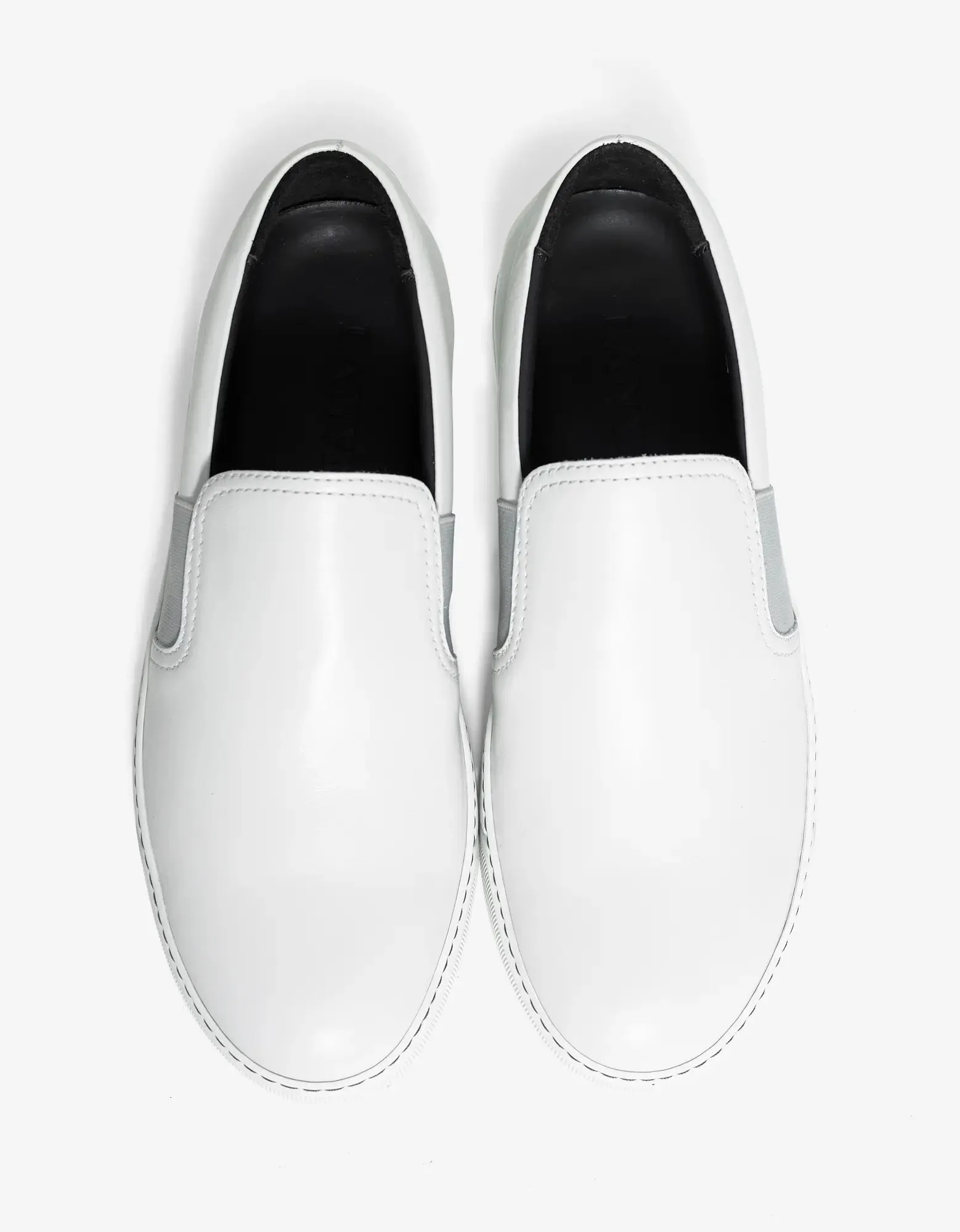 Lanvin Aged White Leather Slip On Trainers