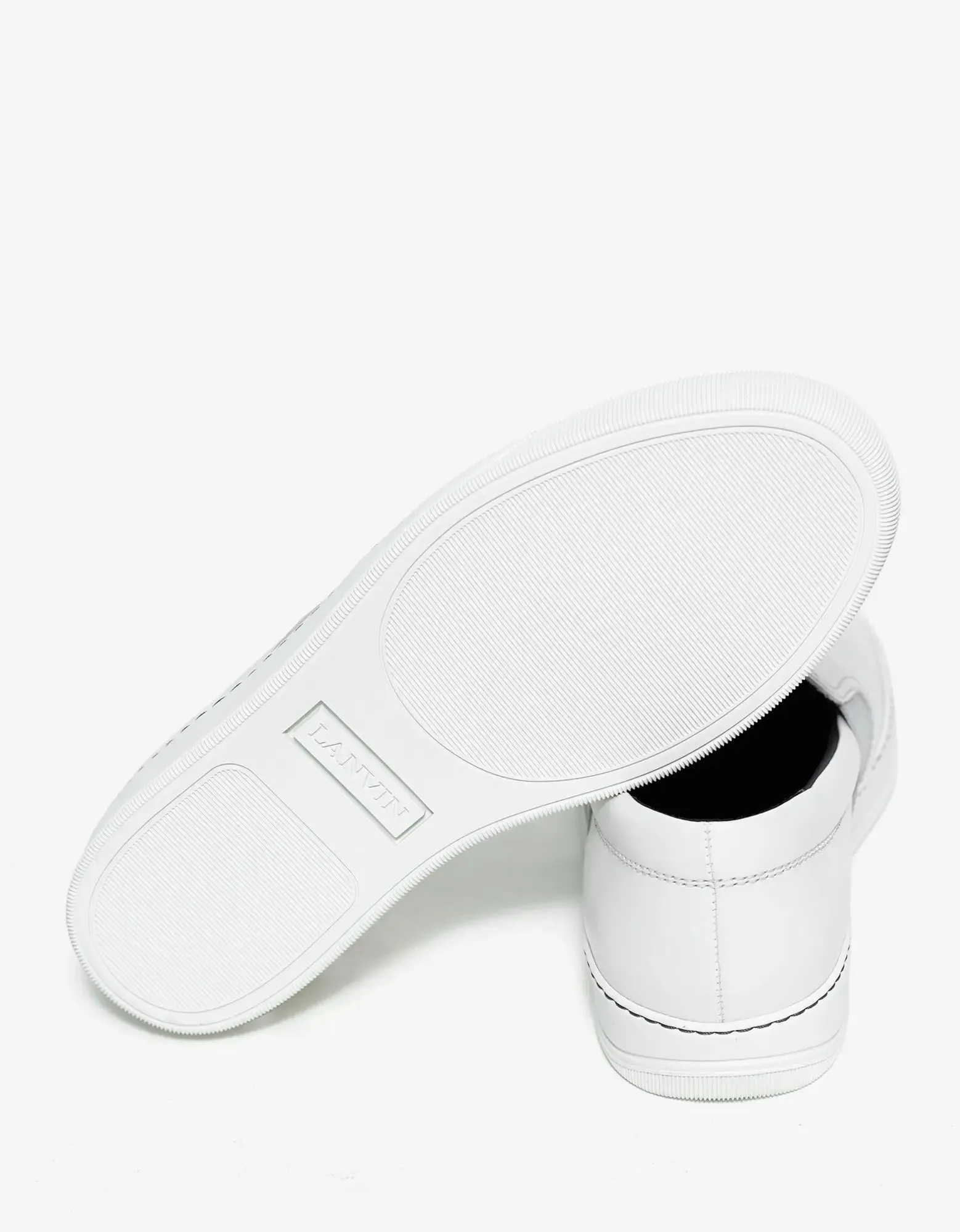 Lanvin Aged White Leather Slip On Trainers