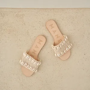 Leather Sandals Yucatan Natural Shells & Crochet