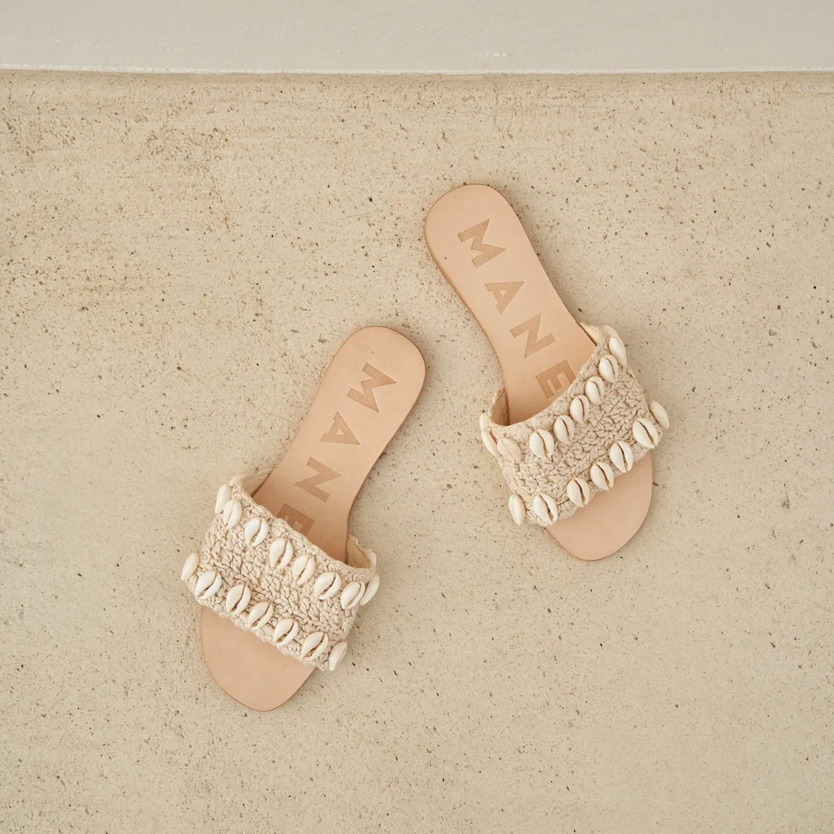 Leather Sandals Yucatan Natural Shells & Crochet